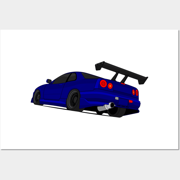 SKYLINE GTR R34 NAVY Wall Art by VENZ0LIC